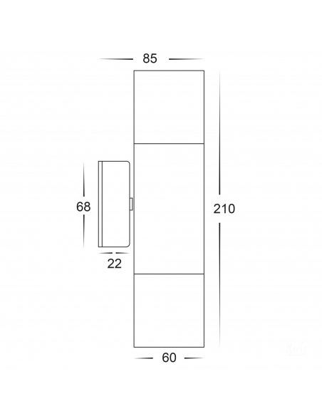 HV1015T - Up & Down Wall Pillar Light Solid CopperHV1015T