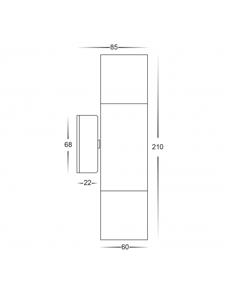 HV1007GU10T - Up & Down Wall Pillar Light 316 HV1007GU10T