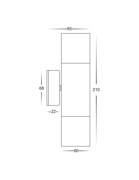 HV1005T - Up & Down Wall Pillar Light 316 HV1005T