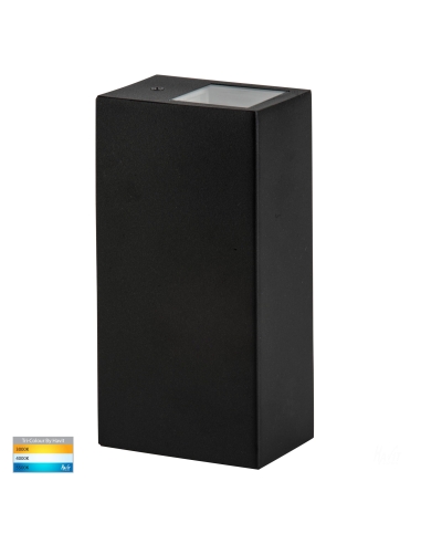 HV3633T-BLK - HV3633T-Black - Veldi Black Square TRI Colour Up & Down Wall Light