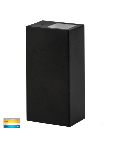 HV3633T-BLK - HV3633T-Black - Veldi Black Square TRI Colour Up & Down Wall Light
