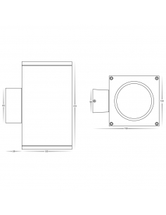 Porter 30W 240V Dimmable Up & Down Square LED Wall Pillar HV3629T-WHT-SQ 2