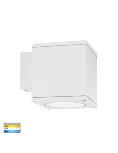 Porter 15W 240V Dimmable Square LED Wall Pillar Light White / Tri-Colour - HV3628T-WHT-SQ