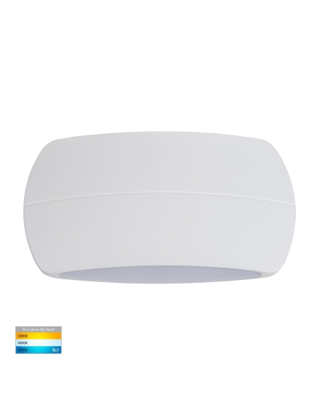 Cara 9W 240V Up & Down LED Wall Pillar Light White / Tri-Colour - HV35022T-WHT