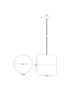 Nella 18 watt Round LED Single Pendant Dimmable Height HV5805T-WHT-P 2