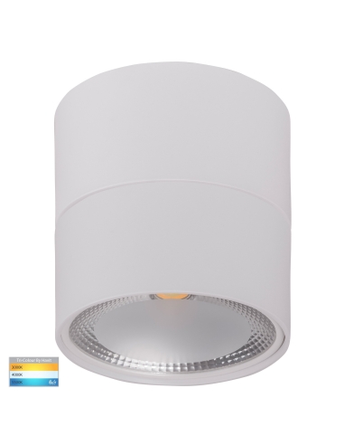 Nella 18 watt Surface Mounted LED Round Downlight & Extension Dimmable Height 152mm Diameter 157mm - Matt White/Tri-colour