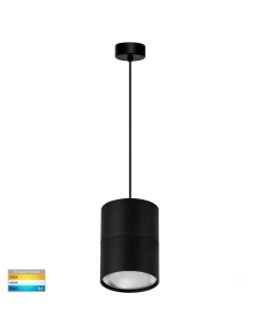 Nella 12 watt LED Round Round Single Pendant Height 1473mm HV5803T-BLK-P