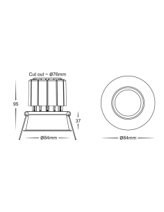 Black Deep Fixed Downlight 76mm CutoutHV5513T-BLK 2