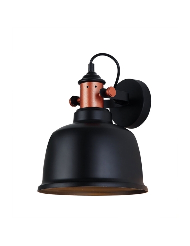 Alta Interior Adjustable Bell with Copper Highlights Wall Light Black - Alta2W