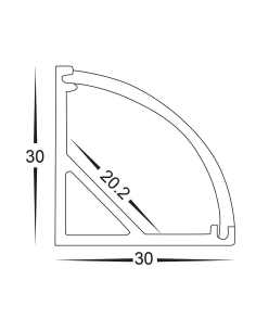 90° Corner Aluminium Profile with Standard Diffuser - 3m HV9691-3030-3M 2
