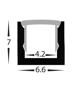 Shallow Square Aluminium Profile with Standard Diffuser per HV9693-0607 2