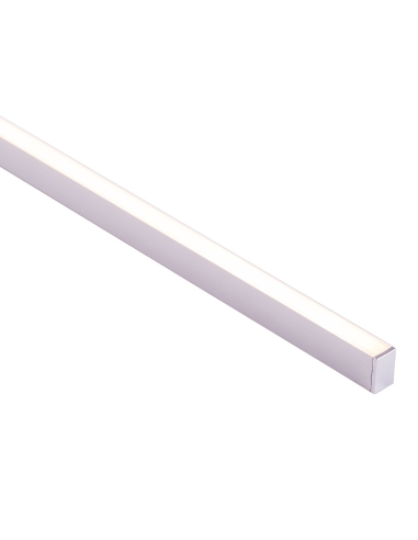 Shallow Square Aluminium Profile with Standard Diffuser - 3m Length Supplied with 2x mounting clips + 2x end caps per metre