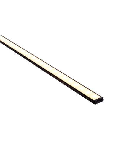 Black Shallow Square Aluminium Profile with Standard Diffuser per metre Supplied with 2x mounting clips per metre + 2x end caps