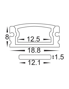 Shallow Square Aluminium Profile with Standard Diffuser - HV9693-1808-3M 2