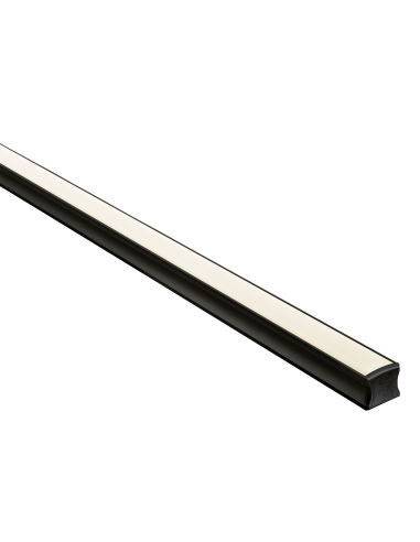 Deep Black Square Aluminium Profile with Standard Diffuser - 3m Length Supplied with 2x mounting clips + 2x end caps per metre