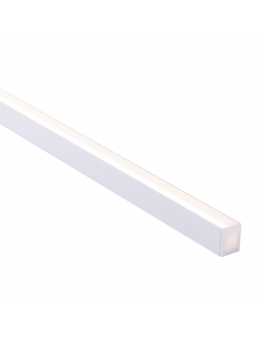 White Square Aluminium Profile with Standard Diffuser per metre - Supplied with 2x end caps per length