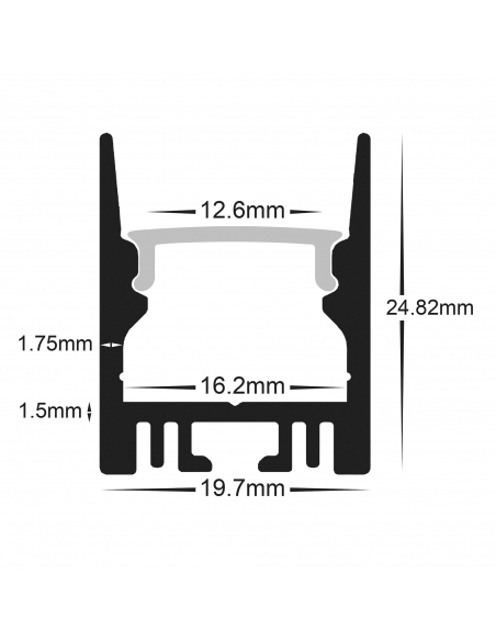 White Square Aluminium Profile with Standard HV9693-2025-WHT