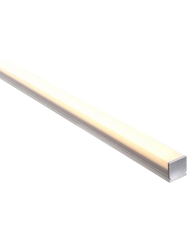 Shallow Square Aluminium Profile with Standard Diffuser - 3m Length Supplied with 2x mounting clips + 2x end caps per metre