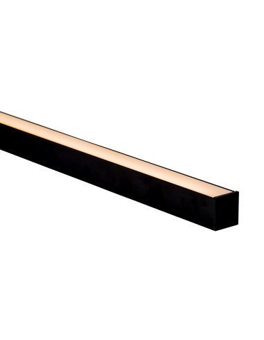 Deep Black Square Aluminium Profile with Standard Diffuser - 3m Length - Supplied with 2x end caps per metre