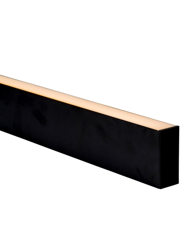 Deep Black Square Aluminium Profile with Standard Diffuser - 3m Length - Supplied with 2x end caps per metre