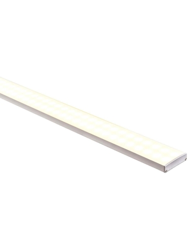 Large Shallow Square Aluminium Profile with Standard Diffuser per metre - Supplied with 2x end caps per length