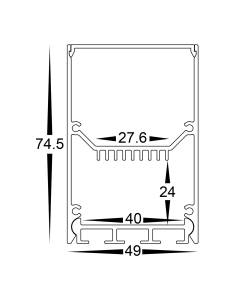 Deep Square Aluminium Profile with Standard Diffuser - 3m HV9693-4975-3M 2
