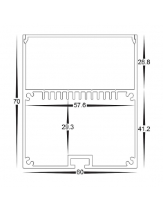 Large Deep Square Aluminium Profile with Standard Diffuser HV9693-6070-3M 2