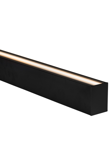 Large Black Deep Up & Down Square Aluminium Profile with Standard Diffuser per metre Supplied with 2x end caps per length