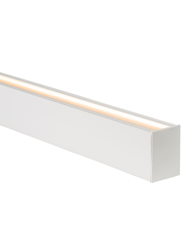 Large White Deep Up & Down Square Aluminium Profile with Standard Diffuser - 3m Length Supplied with 2x end caps per metre