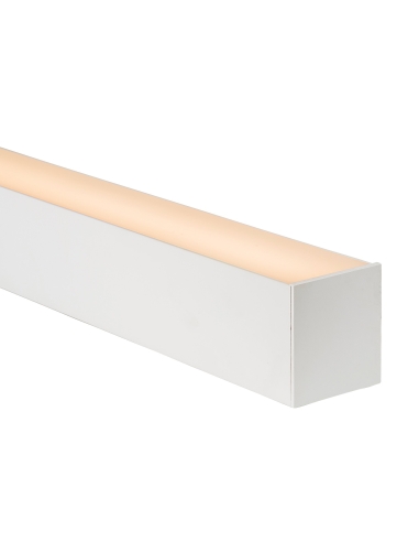 Large White Deep Square Aluminium Profile with Standard Diffuser per metre Supplied with 2x end caps per length
