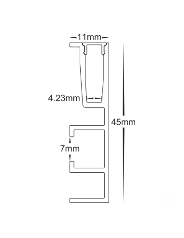 Black Side Mounted Aluminium Profile with HV9694-1145-BLK-3M
