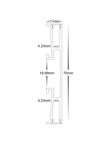 Black Side Mounted Up & Down Aluminium Profile HV9694-1170-BLK