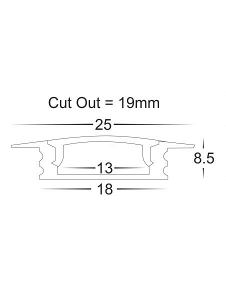 Shallow Square Winged Aluminium Profile with HV9695-2507-3M