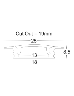 Shallow Black Square Winged Aluminium Profile with Standard HV9695-2507-BLK 2