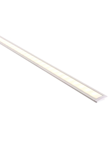 Shallow White Square Winged Aluminium Profile with Standard Diffuser per metre Supplied with 2x mounting clips per metre + 2x en