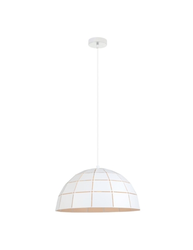 PENDANT ES 72W Matt White Tiled Dome OD400mm x H200mm 3m cable WTY 1YR