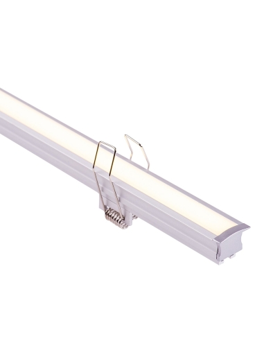 Deep Square Winged Aluminium Profile with Standard Diffuser per metre Supplied with 2x spring clips per metre + 2x end caps per