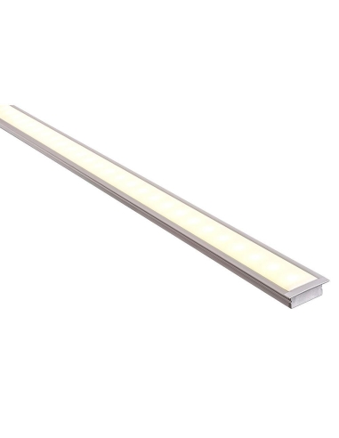 Shallow Square Winged Aluminium Profile with Standard Diffuser per metre Supplied with 2x mounting clips per metre + 2x end caps