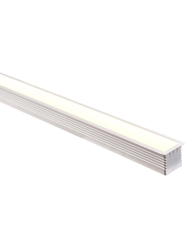 Large Square Winged Aluminium Profile with Standard Diffuser - 3m Length - Supplied with 2x end caps per metre
