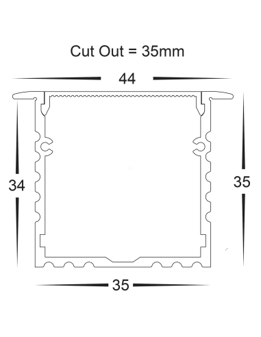HV9695-4435 - Deep Square Winged Aluminium ProfileHV9695-4435