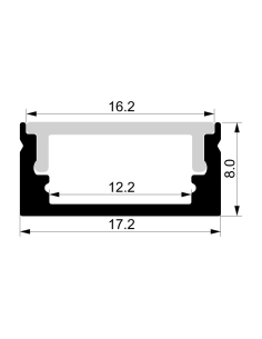 Shallow Square Aluminium Profile with Standard Diffuser - HV9699-1708-2M 2