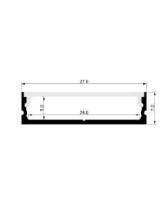 Shallow Square Aluminium Profile with Standard Diffuser - HV9699-2707-2M 2