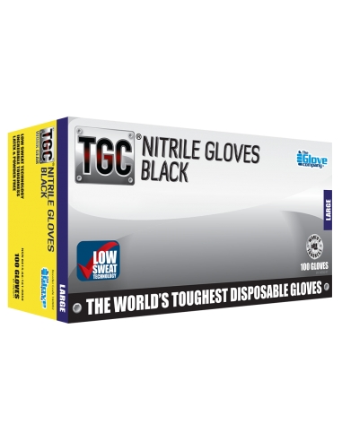 TGC Black Nitrile Disposable Gloves Box 100 | L