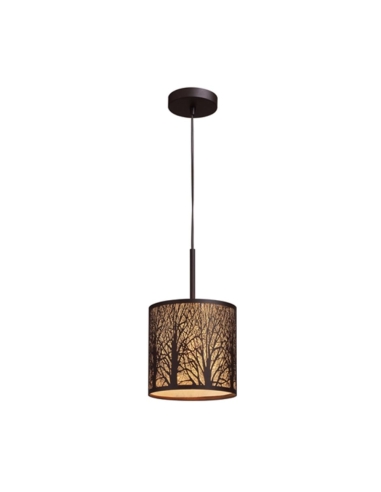 PENDANT ES 60W SM RND Aged Bronze with Amber Lining and White Internal OD200mm x H337mm (Rod 150mm + 3m cable) WTY 1YR