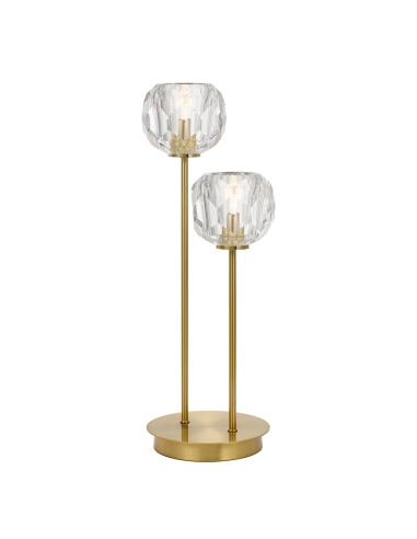 Zaha 2 Light Table Lamp - Antique Gold/Crystal