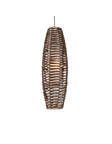 Tribe 1 Light Large Pendant 60 watt E27max Height 875mm Width 280mm Cable 1.0m - Brown Rattan