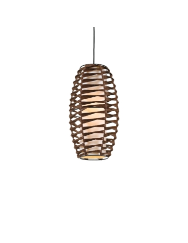 Tribe 1 Light Small Pendant 60 watt E27max Height 450mm Width 230mm Cable 1.0m - Brown Rattan