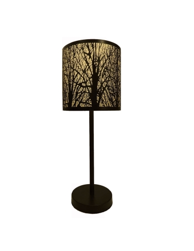 TABLE LAMP ES 60W SM RND Aged Bronze with Amber Lining and White Internal OD200mm x H410mm x OD200mm WTY 1YR