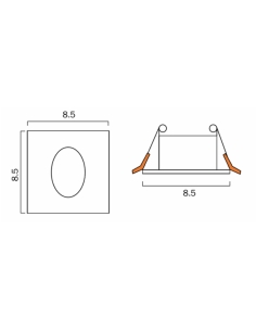 Snap Square Stair Light 3 watt LED Diameter 80mm Length SNAP SQ-BK 2