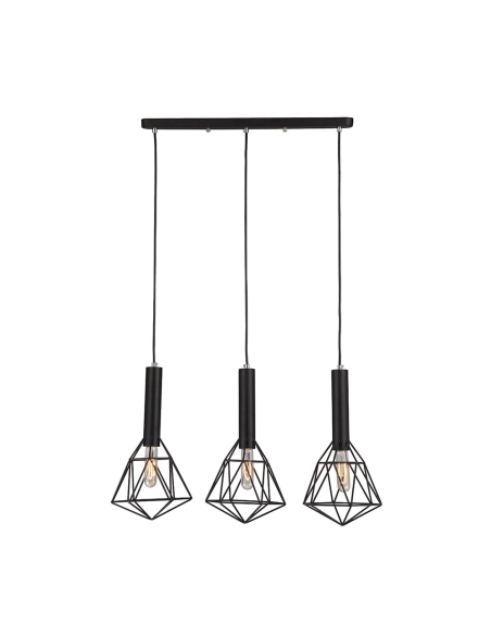 BLACKBAND1X3 - BLACKBAND & WHITEBAND Pendant Light 3x Bird Cage With Bar Base